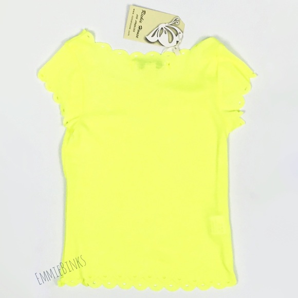 ➕NWT Girl’s Neon Boutique Pocket T-Shirt, Scallop Laser Cut Eyelet Edge - Picture 10 of 16